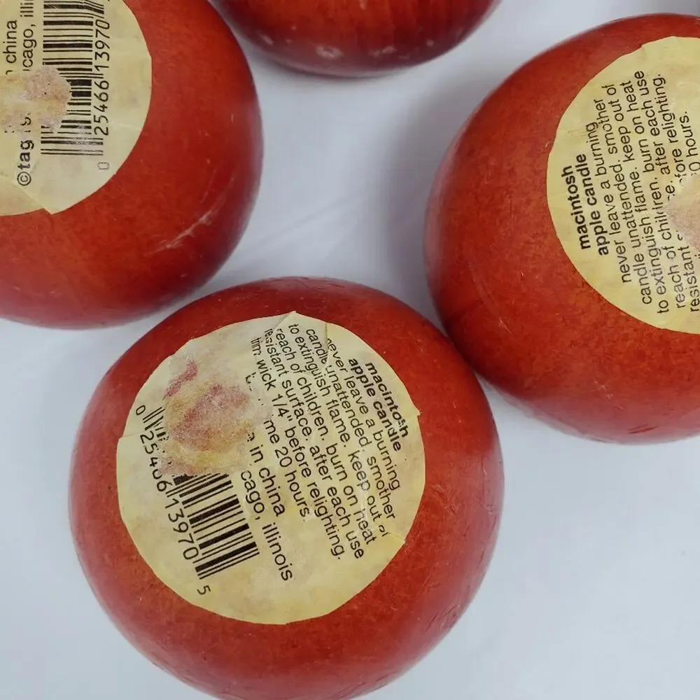 McIntosh Apple Shaped Candles Never Used 3”x3” Set of 6